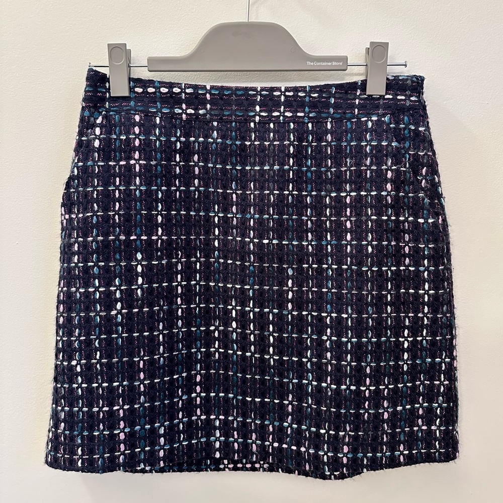 Loft Metallic Tweed Mini Skirt, Navy, size 4P petites